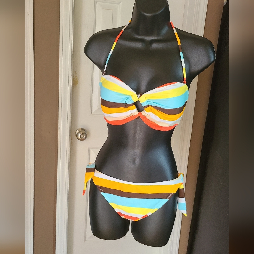 Sun And Sand nylon spandex Orange and Yellow Bikini  Contemporary Style XL